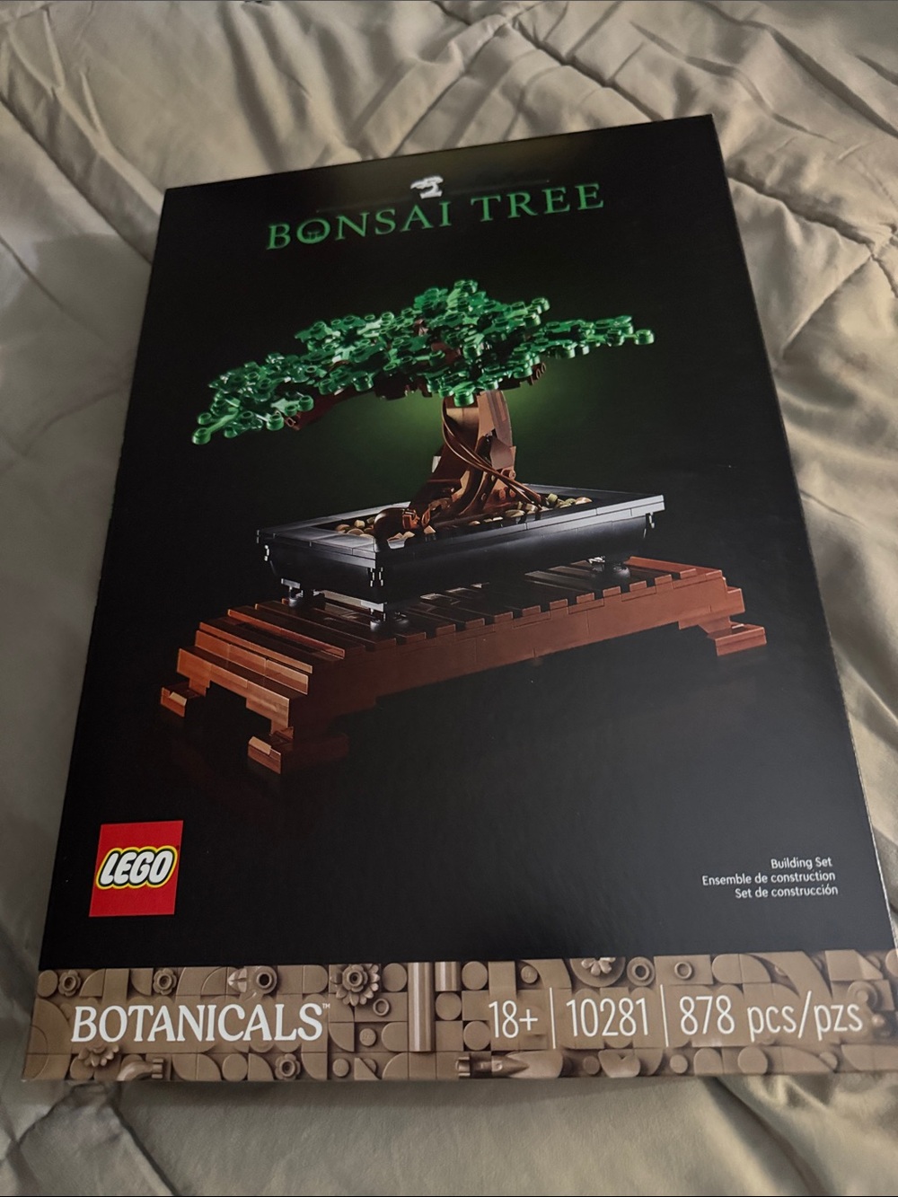 Lego Bonsai Tree Box with Green, Brown and Black Artwork